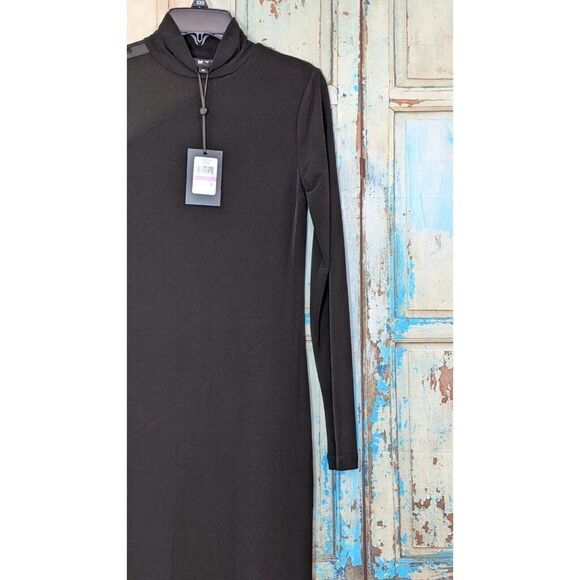 DKNY Womens Size XXS Black Polyester Long Sleeves Mock Neck Mini Dress - Picture 4 of 11